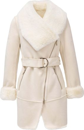 Salsa Winterjacke SALSA Salsa Jeans Wintermantel Long Shearling Coat, Damen, Gr. XL, beige, Obermaterial: 100% Polyester PES., Jacken Winterjacke