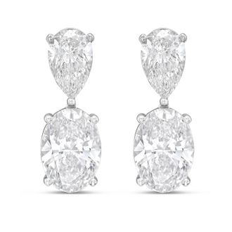 Diana M. Jewels 14K White Gold 15.00 Cts of Lab grown pear and oval shape diamond drop earrings