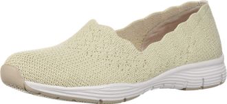 Skechers SEAGER - STAT, Womens Slip On Trainers, Beige (Natural Flat Knit Nat), 3.5 UK (36.5 EU)