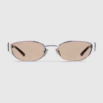 Gucci Oval-frame Sunglasses, Silver