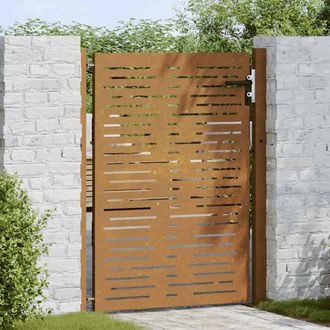 Berkfield Home Beautiful Garden Gate 105x155 cm Corten Steel Square Design in Brown