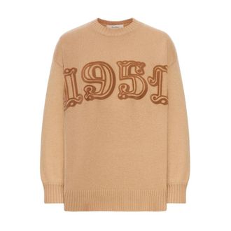 Max Mara Fido Sweater - Dames - Ronde hals truien - Beige - L - Wol - Truien & Vesten