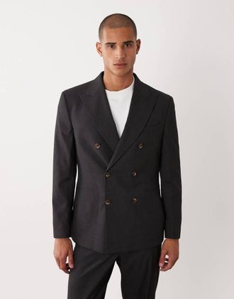 Asos Blazer da abito doppiopetto vestibilit&agrave; regular grigio