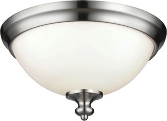 Loops 2 Bulb Flush Light Low Ceiling Brushed Steel LED E27 60W Bulb