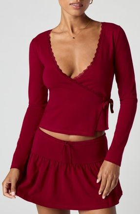 Florence By Mills Stretch Jersey Wrap Top in Crimson at Nordstrom, Size Xx-Small