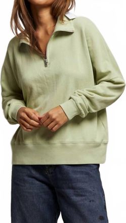 perfectwhitetee Maren French Terry 1/4 Zip Sweatshirt In Pistachio