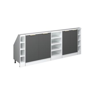 Vicco Armario De Cocina Para Techo Inclinado R-line, Antracita-oro/blanco, 210 Cm Lote De 5, Vicco