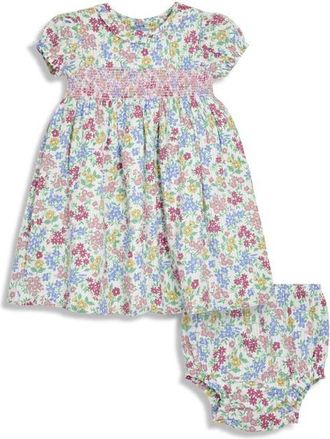JoJo Maman Bébé Smocked Floral Dress & Bloomers in White at Nordstrom, Size 18-24M