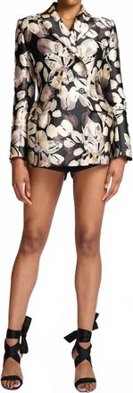 Bibhu Mohapatra Embroidered Double Breasted Blazer In Sepia Blossom Print