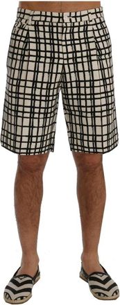 Dolce & Gabbana Gestreepte Linnen Casual Shorts - Heren - Korte Broeken - Wit - S - Linnen - Korte Broeken