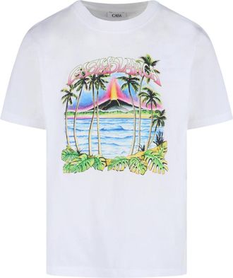 Casablanca Organic Cotton T-Shirt With Colorful Volcano Print