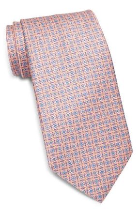 David Donahue Neat Silk Tie in Melon at Nordstrom