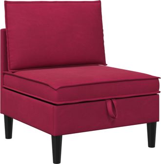 vidaXL Sof&aacute; Medio Con Almacenamiento Rojo Vino Terciopelo Vidaxl