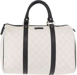 Gucci Joy Boston Bag Gg Canvas White Pvc Handbag (Pre-Owned)