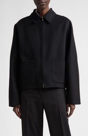 Ferragamo Crop Wool & Cashmere Bomber Jacket in Nero at Nordstrom, Size 10 Us