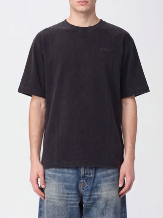Off-white T-shirt in cotone nero con logo Arrow e spalle scese