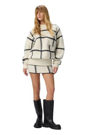 Missoni Oversized Wool Check Crew Neck Sweater in White at Nordstrom, Size 38 It