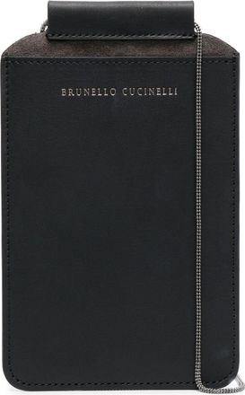 Brunello Cucinelli beaded-trim leather phone bag - women - Calf Leather - One Size - Black