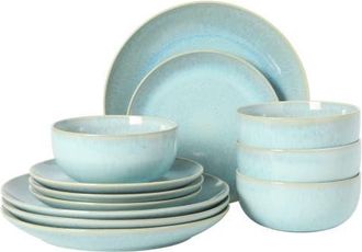 Gibson Home Pine Coast 12 Piece Plates and Bowls Dinnerware Set in Blue at Nordstrom