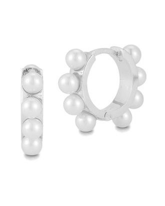 Sphera Milano Silver 4mm Pearl Huggie Earrings