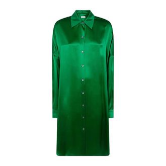 Dries Van Noten Abito Camicia in Seta - - Dresses - Donna - Verde - M