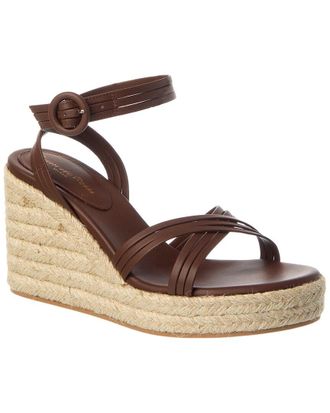 Gianvito Rossi Lianne Beach 70 Leather Wedge Sandal