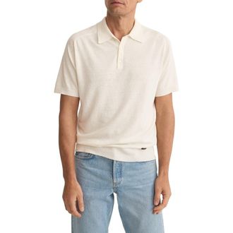 Eton Linen & Cotton Fine Knit Polo in Natural at Nordstrom, Size Xx-Large