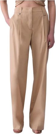 Liu Jo Broeken, Dames, Beige, XL, Katoen, Stratight Popeline Broeken
