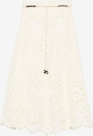 Zimmermann Ausgestellter Midirock mit Lochstickereien Rhiannon