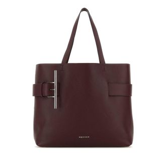 Alexander McQueen Alexander Mcqueen Tyrian Purple Leather T-Bar Shopping Bag