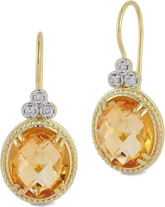 I.Reiss Company 14K 7.92 Ct. Tw. Diamond & Citrine Drop Earrings