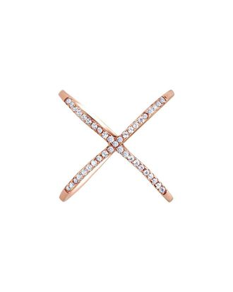 Sterling Forever Silver CZ Criss Cross Ring