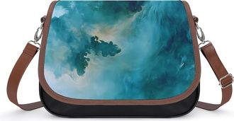 Generic Blue And Green Smoking Womens Leather Crossbody Bags with Adjustable Strap Casual Printed Shoulder Handbag