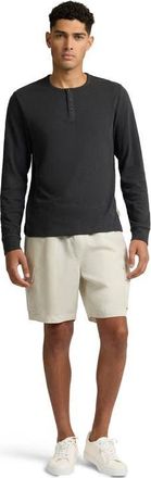 Onia Heavyweight Slub Henley Sweater in Noir at Nordstrom, Size Xx-Large
