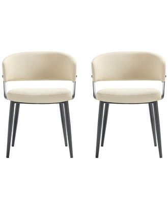 Manhattan Comfort Set Of 2 Luce Textured Leatherette Dining Chairs With Metal Legs