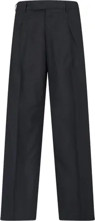 Pantaloni Torino Black Cotton-Wool Blend Smart-Casual Trousers
