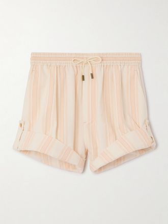 Chloé Shorts In Popeline Di Cotone A Righe - Rosa