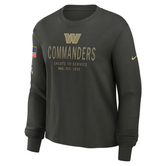 Nike Washington Commanders Salute to Service Sideline Nike Womens Dri-FIT NFL Long-Sleeve T-Shirt in Brown | 02GD3JGA2Z-MVY