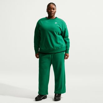 Nike Womens Nike Sportswear Club Fleece Mid-Rise Wide-Leg Sweatpants (Plus Size) in Green | FB7262-365