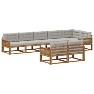 vidaXL Conjunto De Sof&aacute;s De Exterior 8 Pcs Natural Y Gris Claro Vidaxl