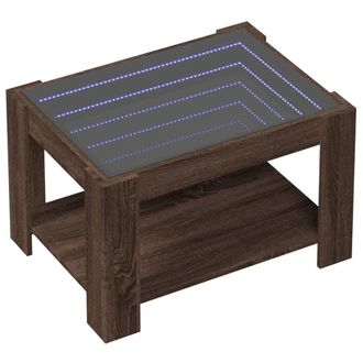Berkfield Home Decorative Coffee Table with LED Brown Oak 73x53x45 cm Engineered Wood | Size: 73 x 53 x 45 cm