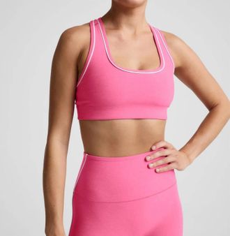Beyond Yoga Spacedye Ready Racer Back Sports Bra In Luscious Pink Heather