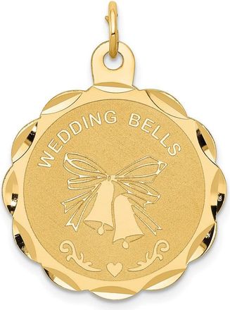 Diamond2Deal 14k Yellow Gold Wedding Bells 23mm Disc Charm Pendant
