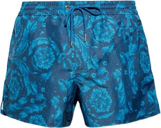 Versace floral-motif drawstring swim shorts - men - Polyester - 4 - Blue