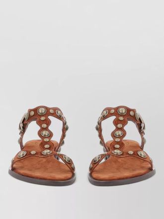 Ash phanny flat leather sole studded sandals