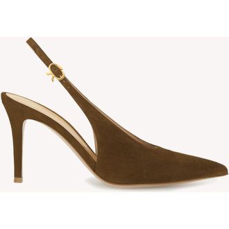 Gianvito Rossi Robbie Sling in Brown Suede Leather at Nordstrom, Size 40.5