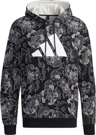 adidas Aop Hoody Printing Casual Sports Pullover Black GT6483