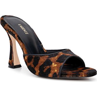 L'agence Avery II Snake Print Embossed Leather Sandal in Leopard Calf Hair at Nordstrom, Size 8
