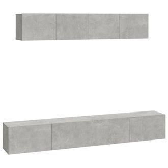 Berkfield Home 4 Piece TV Cabinet Set Concrete Grey Engineered Wood