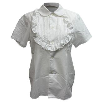 Comme Des Gar&ccedil;ons Comme des Gar&ccedil;ons Girl Pleated Ruffled Poplin Shirt in White Cotton